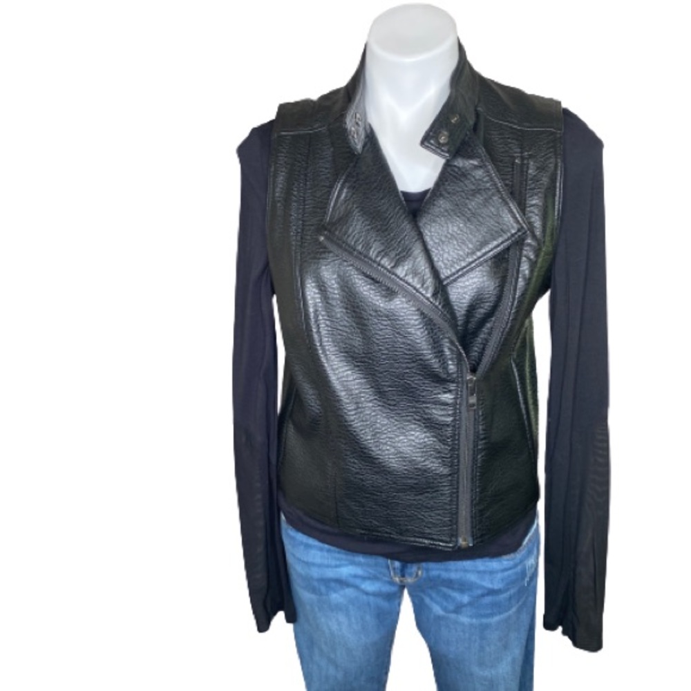 Leith Black Faux Leather Vest